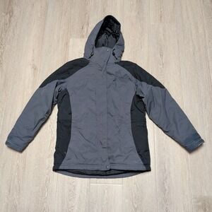 LL Bean Waterproof Primaloft Insulated Hooded Parka Jacket Womens M Gray Black